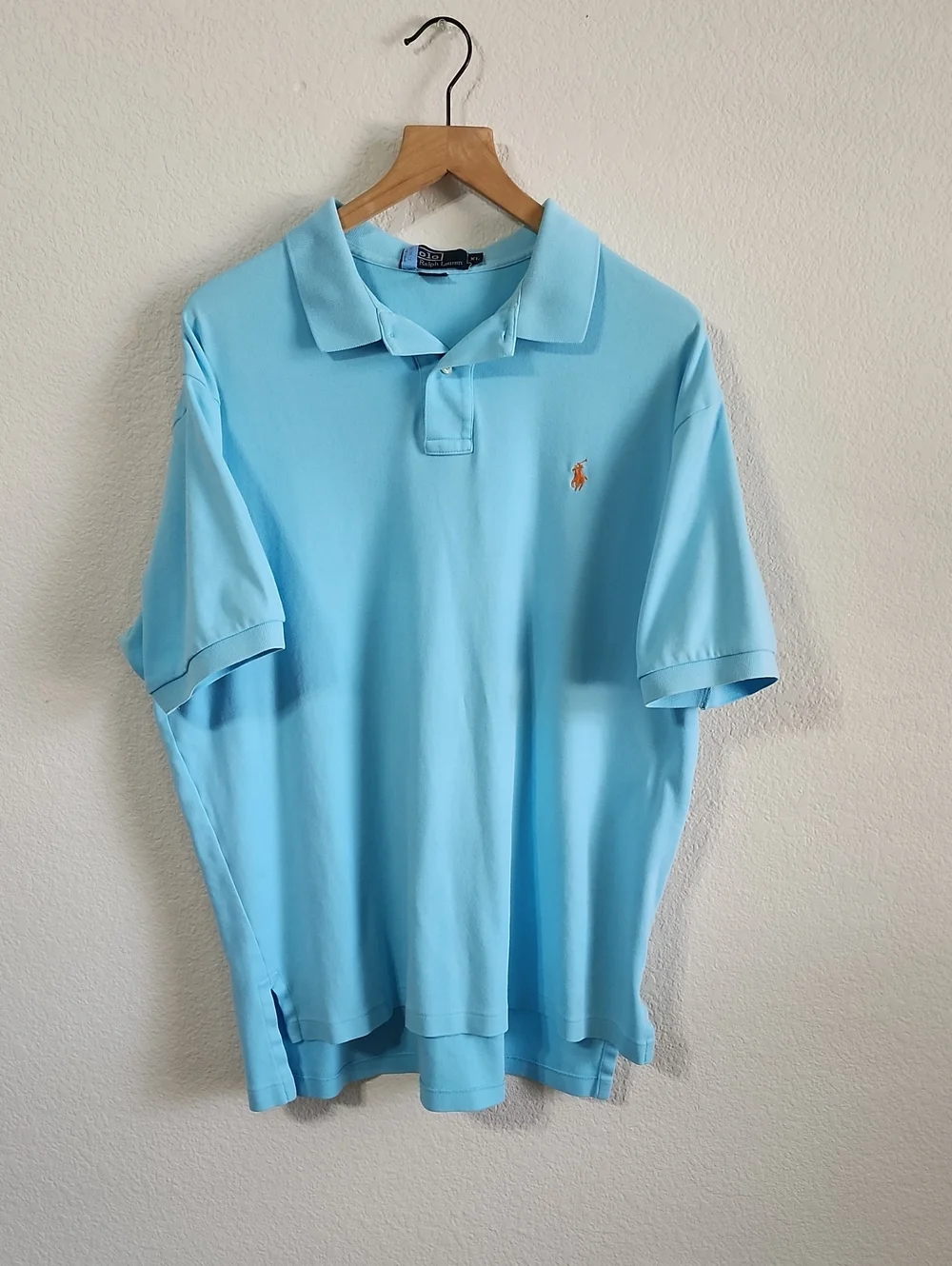 Polo Ralph Lauren Men's XL Aqua Blue Orange Pony Polo Shirt